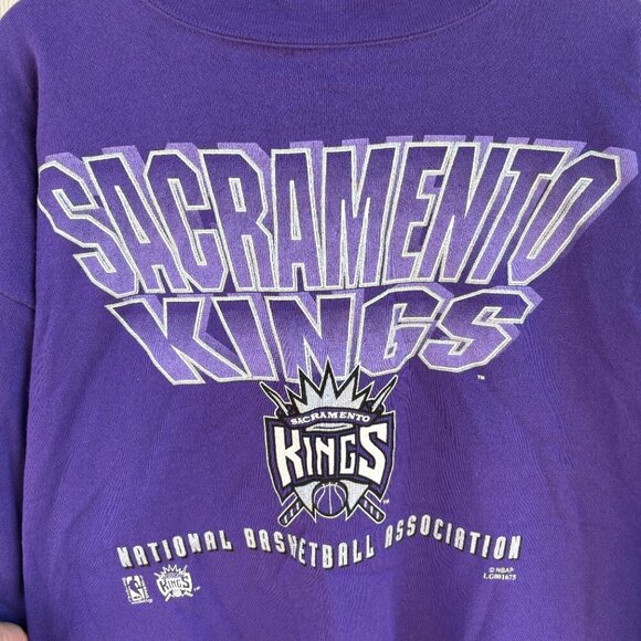 Vintage Sacramento Kings Crewneck Sweater XL Purple NBA 90's Retro Deadstock USA - Picture 2 of 8